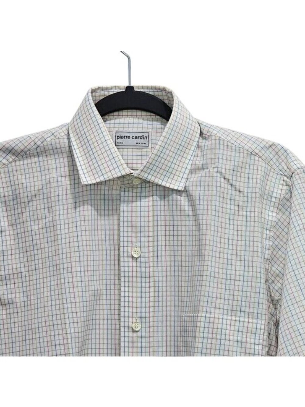 Pierre Cardin Mens Multicolor Checkered Button-Down Long Sleeve Shirt